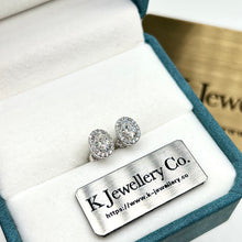 Load image into gallery viewer Moissanite Oval Halo Ear Studs Moissanite Oval surrounding earrings