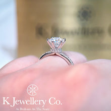 Load image into gallery viewer Moissanite 2ct Six Prongs Crown Ring Moissanite 2ct Crown High Setting Six Prongs Ring