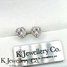 Load image into gallery viewer Moissanite Heart Shape Halo Ear Studs Moissanite Heart Shape Halo Ear Studs
