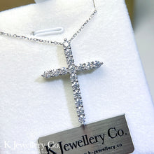 將圖片載入圖庫檢視器 Moissanite 1.6ct Cross Necklace 莫桑石1.6卡十字架頸鏈