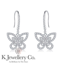 Load image into gallery viewer Moissanite Butterfly Silhouette Earrings Moissanite Phantom Butterfly Earrings