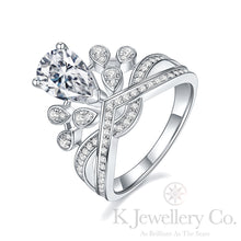 Load image into gallery viewer Moissanite 1.5ct Pear Josephine Crown Ring Moissanite Josephine Crown pear-shaped 1.5 carat ring