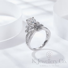 Load image into gallery viewer Moissanite 1.5ct Pear Josephine Crown Ring Moissanite Josephine Crown pear-shaped 1.5 carat ring