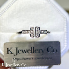 Load image into gallery viewer Moissanite Double T Ring Moissanite Double T Ring