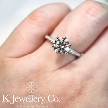 Load image into gallery viewer Moissanite 2ct Six Prongs Crown Ring Moissanite 2ct Crown High Setting Six Prongs Ring