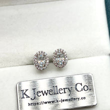 Load image into gallery viewer Moissanite Oval Halo Ear Studs Moissanite Oval surrounding earrings