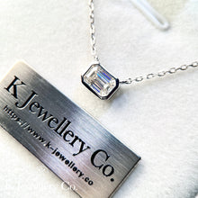 Load image into gallery viewer Moissanite Emerald Cut Necklace Moissanite Emerald Cut 1 Card Necklace