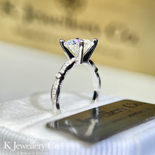 Load image into gallery viewer Moissanite Elegant Four Prong Ring 1.5 Carat Full Moissanite High Setting Vintage Ring