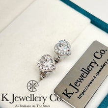 Load image into gallery viewer Moissanite Heart Shape Halo Ear Studs Moissanite Heart Shape Halo Ear Studs