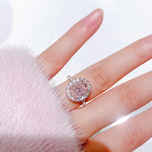 將圖片載入圖庫檢視器 Cubic Zirconia Pink The One Halo Ring 粉紅高碳鑽3卡蛋型圍鑲戒指