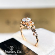 Load image into gallery viewer Moissanite Rose Vine Ring Moissanite vine rose ring
