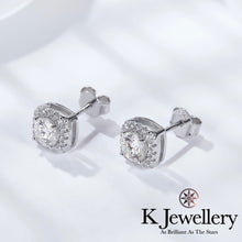 將圖片載入圖庫檢視器 Moissanite Square Paved Earrings莫桑石方型圍鑲耳釘