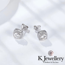 將圖片載入圖庫檢視器 Moissanite Square Paved Earrings莫桑石方型圍鑲耳釘