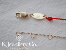 將圖片載入圖庫檢視器 Diamond 18K Gold 0.1ct Bezel Bracelet 18K天然鑽石10分圓鑲紅繩/K金手鏈