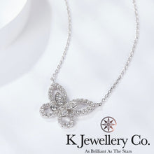 Load image into gallery viewer Moissanite Butterfly Silhouette Necklace Moissanite Phantom Butterfly Necklace