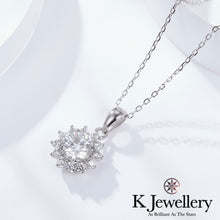 將圖片載入圖庫檢視器 Moissanite Sun Flower Necklace莫桑石太陽花圍鑲頸鏈