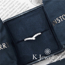 Load image into gallery viewer Moissanite V-2 Stacking Ring Moissanite V-shaped arrangement