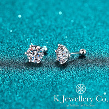 將圖片載入圖庫檢視器 Moissanite Six Prong Ear Studs 莫桑石六爪高鑲螺絲款耳環