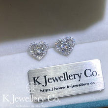 Load image into gallery viewer Moissanite Heart Full Paved Ear Studs Moissanite Heart Earrings