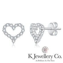 Load image into gallery viewer Moissanite Heart Ear Studs Moissanite love hollow earrings