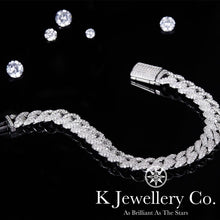 Load image into gallery viewer Moissanite Full Paved Cuban Chain Bracelet Moissanite Full Paved Cuban Solid Bracelet