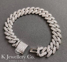 Load image into gallery viewer Moissanite Full Paved Cuban Chain Bracelet Moissanite Full Paved Cuban Solid Bracelet