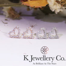 Load image into gallery viewer Moissanite Heart Ear Studs Moissanite love hollow earrings