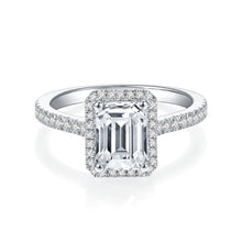 將圖片載入圖庫檢視器 Moissanite Radiant Cut/ Emerald Cut Paved Ring 莫桑石祖母綠切/雷迪恩切圍鑲戒指