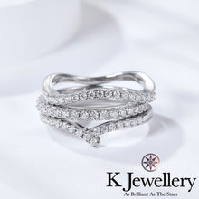 Load image into gallery viewer Moissanite V-2 Stacking Ring Moissanite V-shaped arrangement