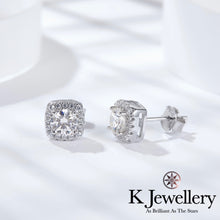 將圖片載入圖庫檢視器 Moissanite Square Paved Earrings莫桑石方型圍鑲耳釘