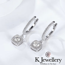 將圖片載入圖庫檢視器 Moissanite Square Shape Ear Hooks 莫桑石方型圍鑲耳圈