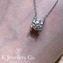 Load image into gallery viewer Moissanite Horns Necklace moissanite hollow high setting four prong necklace
