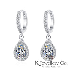 Load image into gallery viewer Moissanite Pear Halo Earring Moissanite drop-shaped earrings
