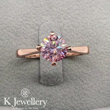 Load image into gallery viewer Moissanite Four Claws Love Ring custom pink moissanite ring