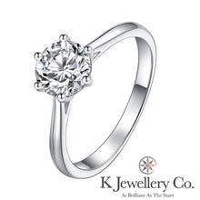 Load image into gallery viewer Moissanite Six Prong Ring Moissanite classic small arm six prong ring