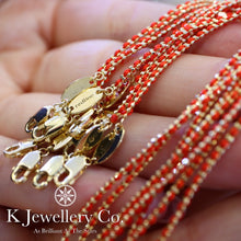 Load image into gallery viewer 18K Gold Red Bracelet 18K gold braided red rope bracelet