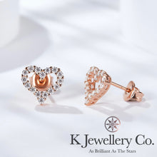 Load image into gallery viewer Moissanite Heart Ear Studs Moissanite love hollow earrings