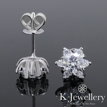 Load image into gallery viewer Moissanite Snowflake Ear Studs Moissanite surrounding stone snowflake earrings