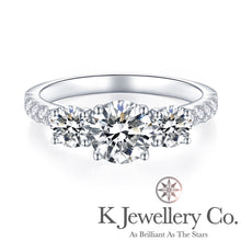 Load image into gallery viewer Moissanite Three Stars Paved Ring full moissanite three stone surround ring