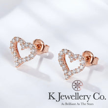 Load image into gallery viewer Moissanite Heart Ear Studs Moissanite love hollow earrings