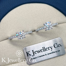 將圖片載入圖庫檢視器 Moissanite Four Claws paved Ring 莫桑石四爪全石戒指