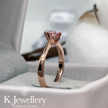 Load image into gallery viewer Moissanite Four Claws Love Ring custom pink moissanite ring