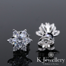 Load image into gallery viewer Moissanite Snowflake Ear Studs Moissanite surrounding stone snowflake earrings