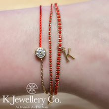 Load image into gallery viewer 18K Gold Red Bracelet 18K gold braided red rope bracelet