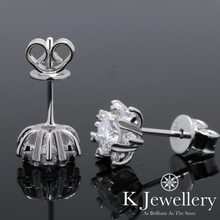 Load image into gallery viewer Moissanite Snowflake Ear Studs Moissanite surrounding stone snowflake earrings