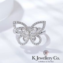 將圖片載入圖庫檢視器 Moissanite Butterfly Paved Ring 莫桑石全石蝴蝶戒指