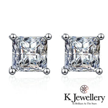 將圖片載入圖庫檢視器 Moissanite Princess Cut Ear Studs 莫桑石公主方石清鑲耳釘
