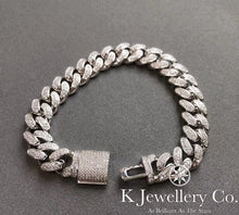 Load image into gallery viewer Moissanite Full Paved Cuban Chain Bracelet Moissanite Full Paved Cuban Solid Bracelet