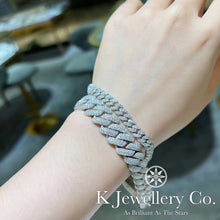 Load image into gallery viewer Moissanite Full Paved Cuban Chain Bracelet Moissanite Full Paved Cuban Solid Bracelet