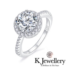 將圖片載入圖庫檢視器 Moissanite Round Halo Full Paved Ring莫桑石圓型圍鑲戒指